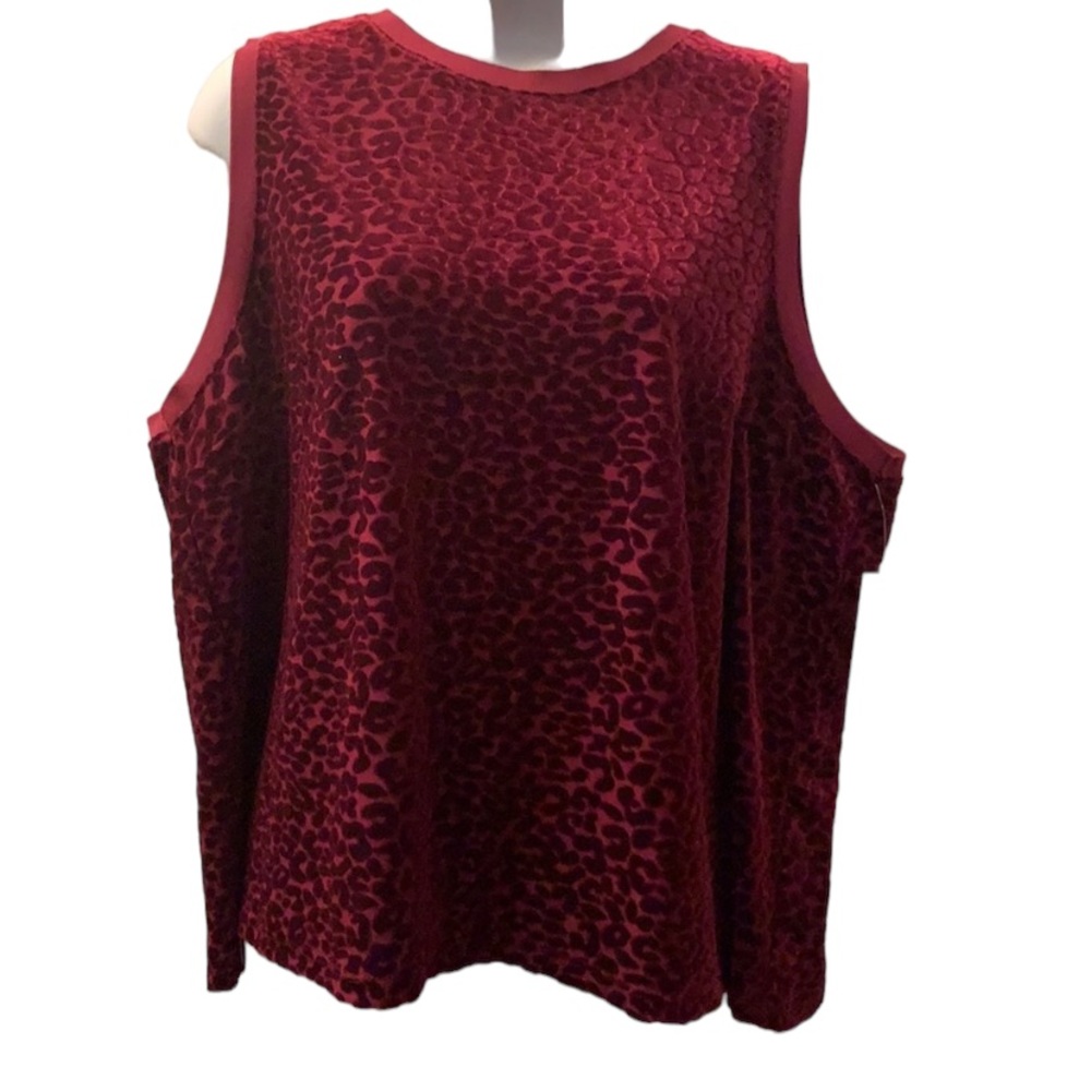 3/10 Apt 9. Red Leopard Print Velour Tank Top